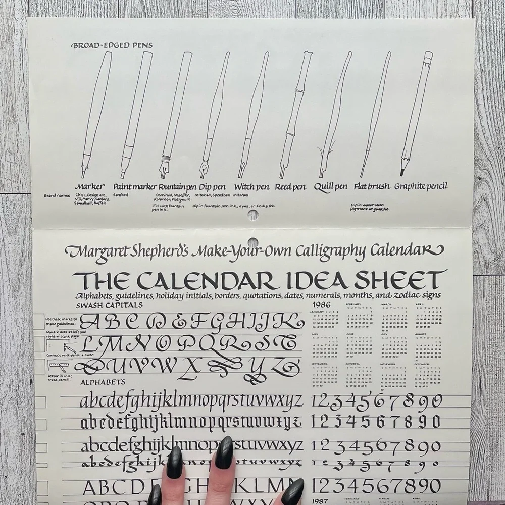 Vintage Margaret Shepherd’s Make-Your-Own Calligraphy Calendar Blank Calendar